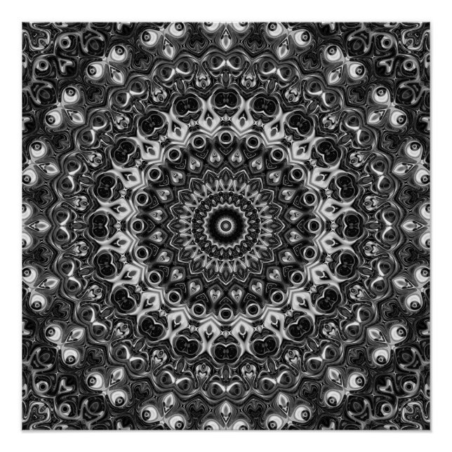 Póster Diseño Geométrico Mandala Blanco y Negro (Anverso)