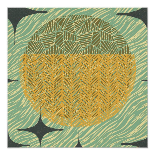Póster Diseño geométrico Starburst de Mid Century (Anverso)