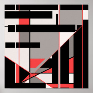 Póster Diseño geométrico tipo MCM de color blanco gris ne