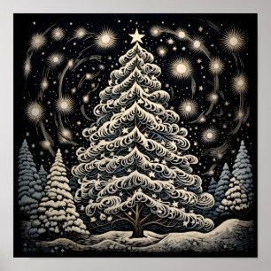Póster Diseño giratorio árbol de Navidad