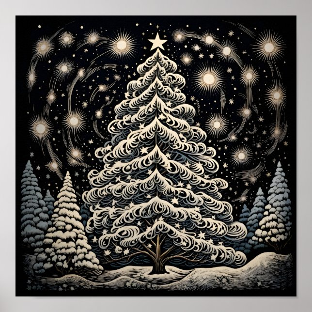 Póster Diseño giratorio árbol de Navidad (Frente)