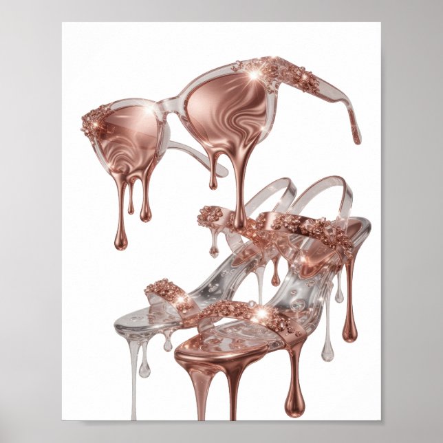 Póster Diseño GLAMOUR ROSE GOLD Chic (Frente)