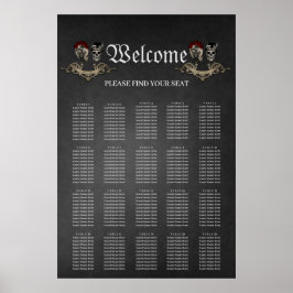 Póster Diseño gótico con calaveras frescas