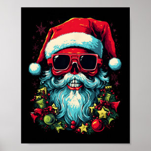 Póster Diseño Gráfico de Cráneo de Navidad Festivo y Mode