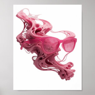Póster Diseño Gráfico de Gafas Flotantes de Plata Limpia