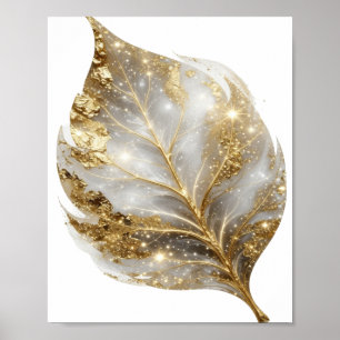 Póster Diseño gráfico de hoja dorada Chic Gold GOLDEN LEA