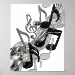 Póster Diseño gráfico de MUSIC IN MOTION de plata elegant