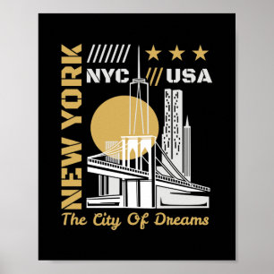 Póster Diseño gráfico de viaje del horizonte de la ciudad