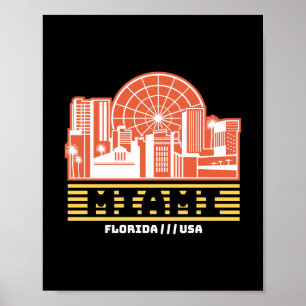 Póster Diseño gráfico de viaje retro del horizonte de Mia