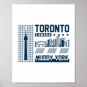 Póster Diseño gráfico del horizonte urbano de Toronto, Ca
