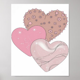 Póster Diseño gráfico dinámico de corazones y estrellas d