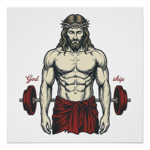 Póster Diseño Gráfico Fuerza Fe Engrabado Vintage_1