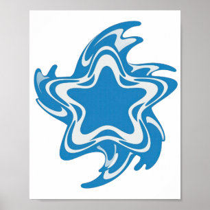 Póster Diseño gráfico hermoso azul ESTRELLA AZUL