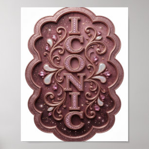Póster Diseño gráfico ICONIC de rosa intenso