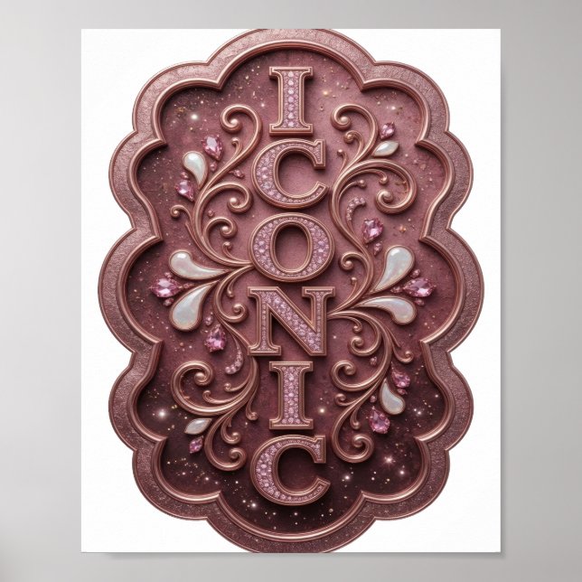 Póster Diseño gráfico ICONIC de rosa intenso (Frente)