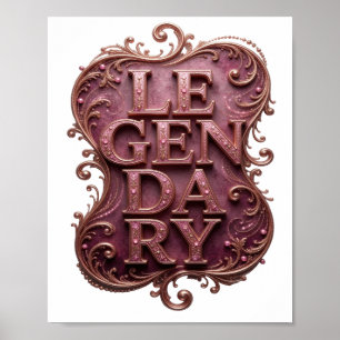 Póster Diseño gráfico LEGENDARIO morado limpio