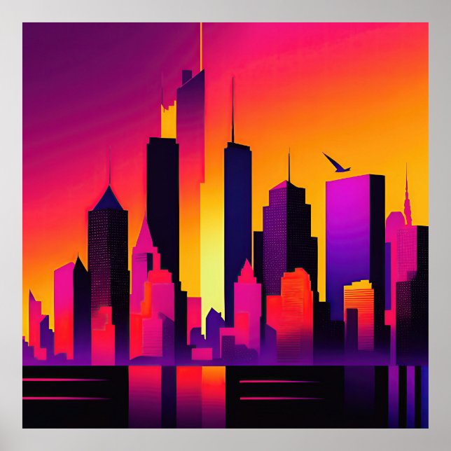 Póster Diseño gráfico moderno de la línea de Skyline de N (Frente)