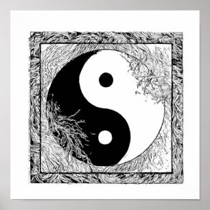 Póster Diseño Gráfico Moderno: Yin Yang de Alto Contraste