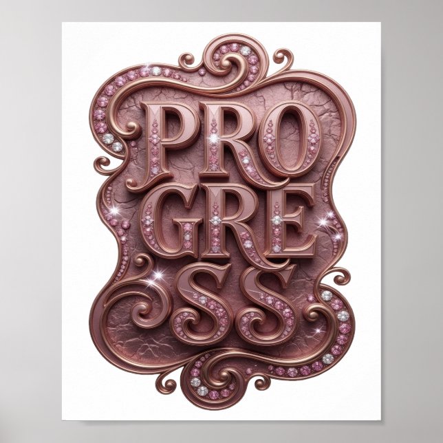 Póster Diseño gráfico PROGRESO Oro con estilo (Frente)