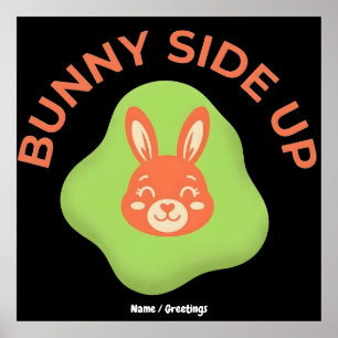 Póster Diseño Gráfico Retro de Huevo de Pascua con Coneji