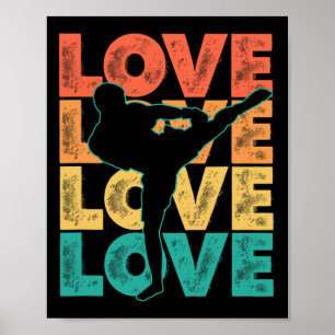Póster Diseño gráfico tema palabra amor Muay Thai retro K