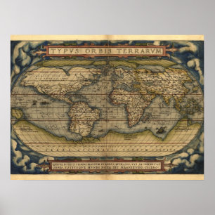 Póster Diseño histórico del Atlas de Mapas Mundiales Vint