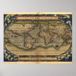 Póster Diseño histórico del Atlas del Mapa Mundial de la 