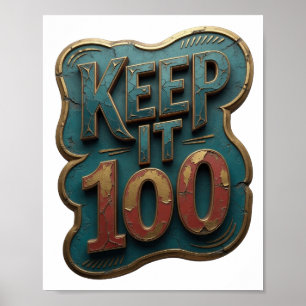 Póster Diseño Iconico Dorado KEEP IT 100