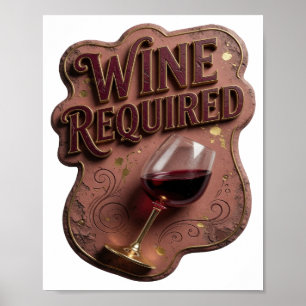 Póster Diseño ICONICO VINO REQUERIDO en oro