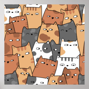 Póster diseño ilustrado de gatos