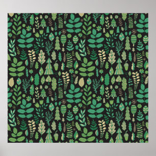 Póster Diseño inmaculado con flores de bosque