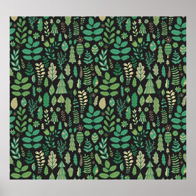 Póster Diseño inmaculado con flores de bosque (Frente)