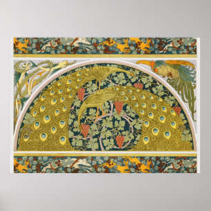 Póster Diseño intrincado de estilo Art Nouveau pavo