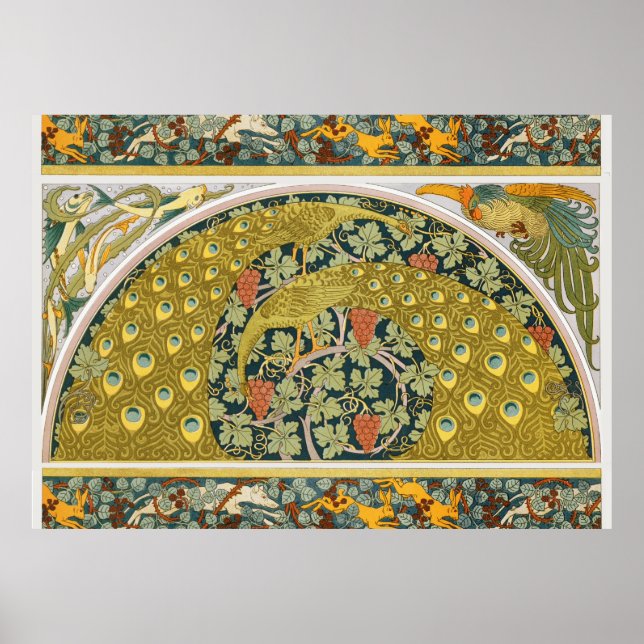 Póster Diseño intrincado de estilo Art Nouveau pavo (Frente)