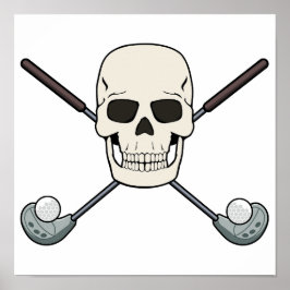 Póster Diseño Jolly Roger de cráneo de golfista Descargab
