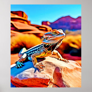 Póster Diseño Lizard del Dragón del Desierto