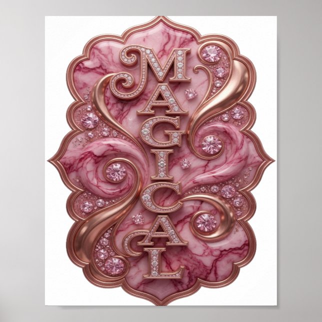 Póster Diseño Mágico de Slogan de Oro de Moda (Frente)