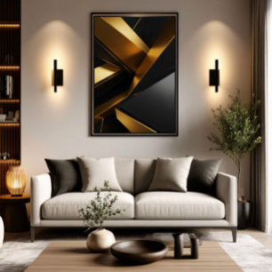 Póster Diseño metálico moderno de pared 3D de lujo
