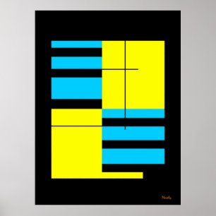 Póster Diseño minimalista Bauhaus de cuadrícula amarilla 