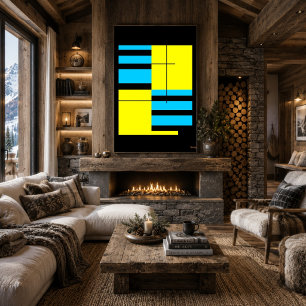 Póster Diseño minimalista Bauhaus de cuadrícula amarilla