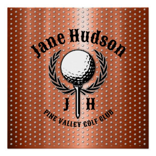 Póster Diseño minimalista elegante de golf de cobre cepil