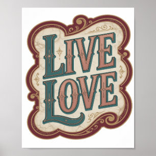 Póster Diseño Modern Teal LIVE LOVE