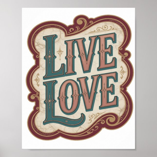 Póster Diseño Modern Teal LIVE LOVE (Frente)