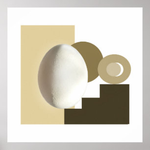 Póster Diseño moderno Bauhaus de huevo blanco