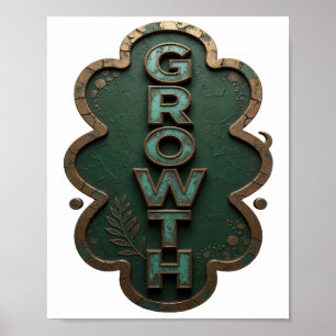 Póster Diseño moderno CRECIMIENTO Verde teal juguetón
