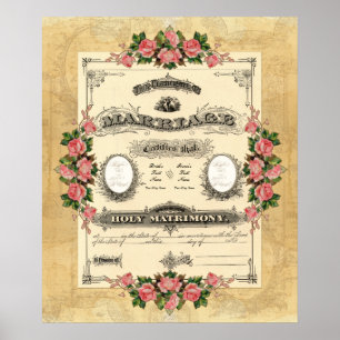 Póster Diseño moderno de certificado matrimonial de casam
