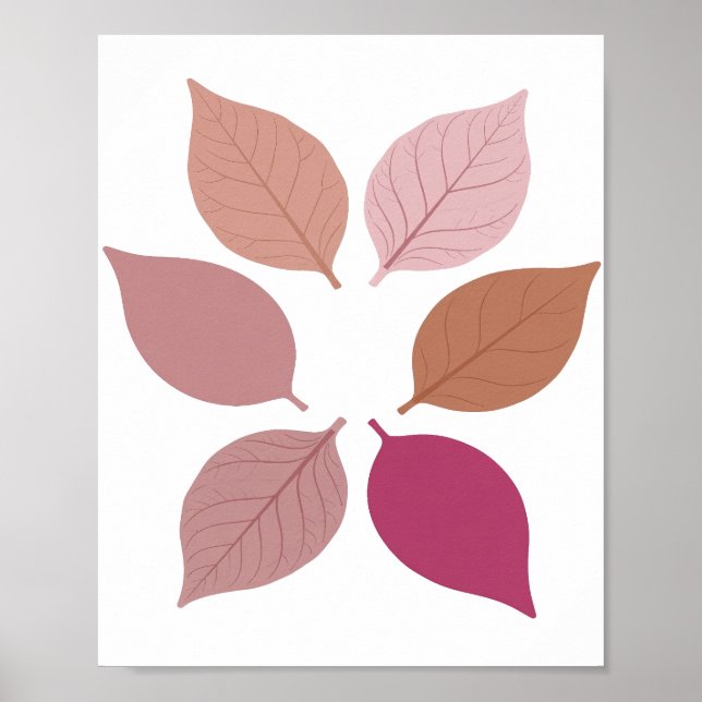 Póster Diseño moderno de plata HOJAS DE OTOÑO (Frente)