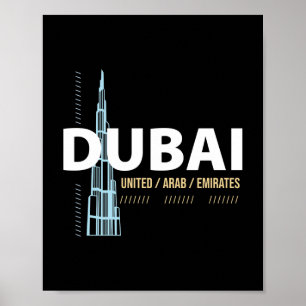 Póster Diseño moderno del horizonte de Dubái Emiratos Ára