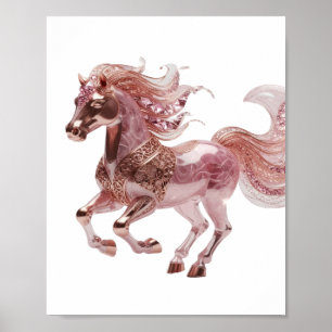Póster Diseño moderno ROSE GOLD PINK HORSE plateado ingen