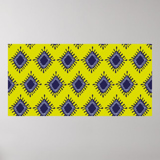 Póster Diseño moderno tribal de ikat (Frente)